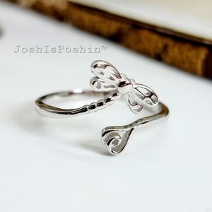 Adjustable dragonfly ring in 925 sterling silver